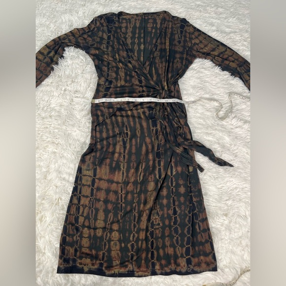 Deborah Viereck | Black and Brown Watercolor Waist Tie Dress - Picture 6 of 7
